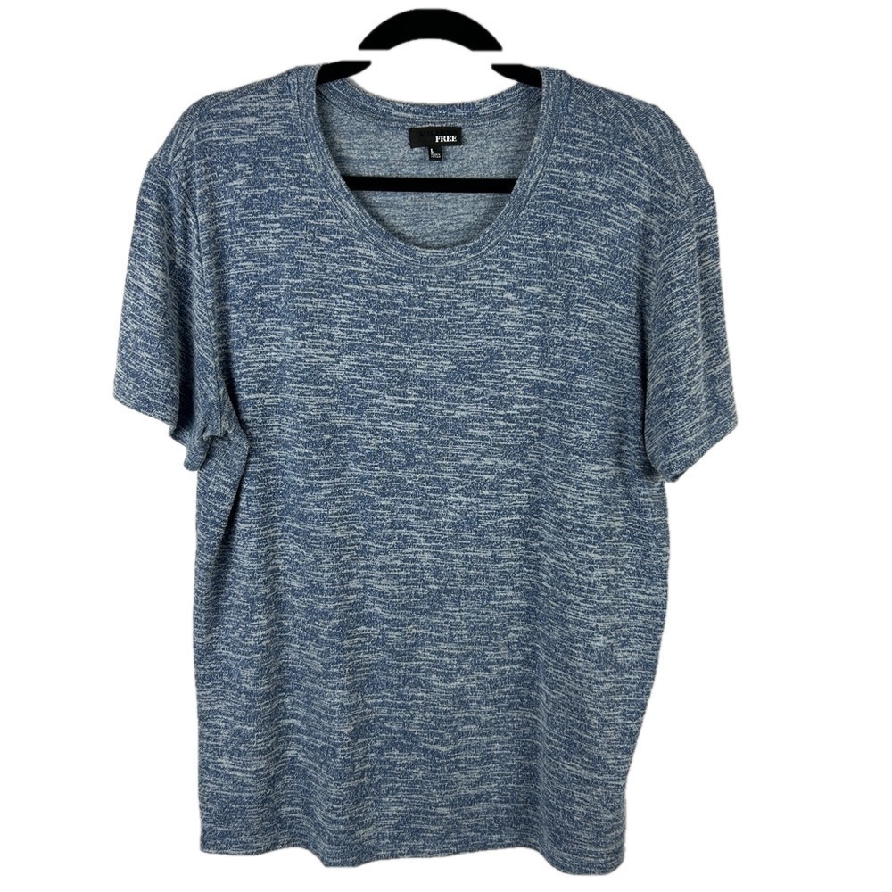 Aritzia Wilfred Free Heathered Blue Short Sleeve Rayon Blend Top Large
